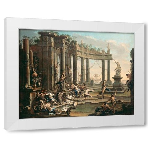 Bacchanale White Modern Wood Framed Art Print by Magnasco, Alessandro