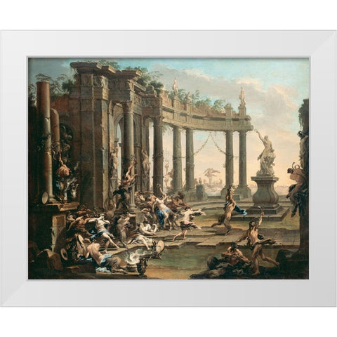Bacchanale White Modern Wood Framed Art Print by Magnasco, Alessandro