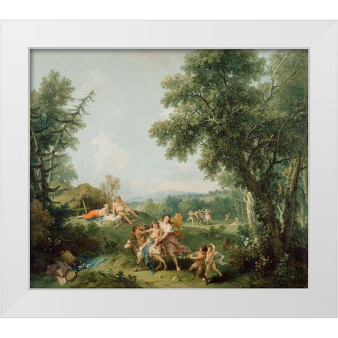 Landscape with the Education of Bacchus White Modern Wood Framed Art Print by Zuccarelli, Francesco