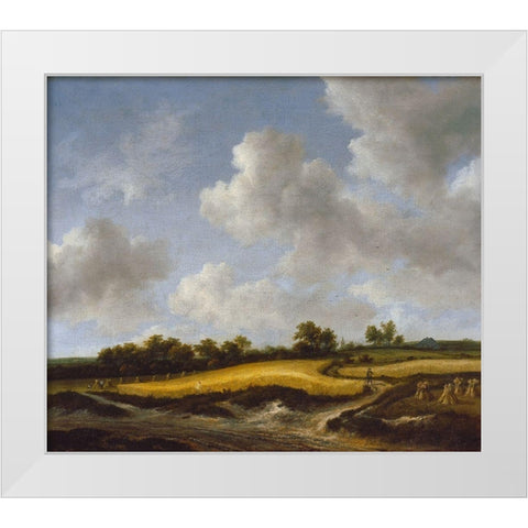 Landscape with a Wheatfield White Modern Wood Framed Art Print by van Ruisdael, Jacob