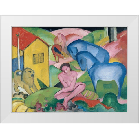 The Dream, 1912 White Modern Wood Framed Art Print by Marc, Franz