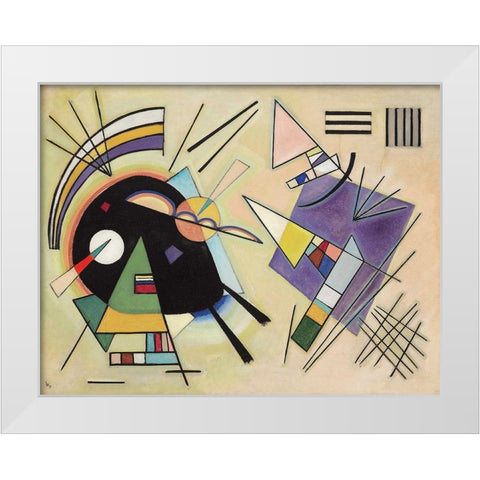 Black and Violet, 1923 White Modern Wood Framed Art Print by Kandinsky, Wassily