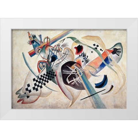Composition 224 (On White), 1920 White Modern Wood Framed Art Print by Kandinsky, Wassily
