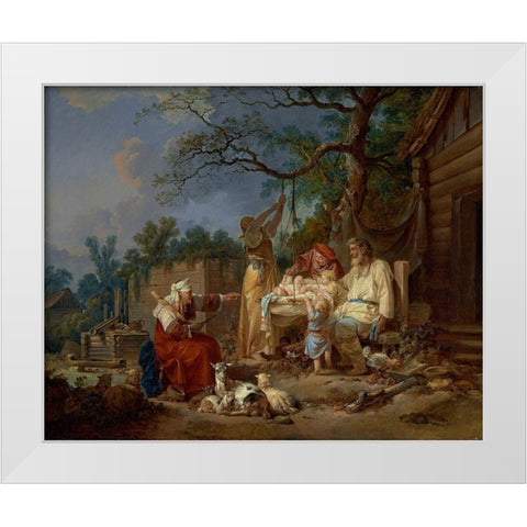 The Russian Cradle White Modern Wood Framed Art Print by Le Prince, Jean-Baptiste
