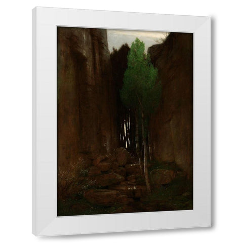 Quell in einer Felsschlucht (Spring in a Narrow Gorge) White Modern Wood Framed Art Print by Boulin, Arnold
