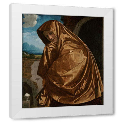 Saint Mary Magdalene at the Sepulchre White Modern Wood Framed Art Print by Savoldo, Giovanni Girolamo