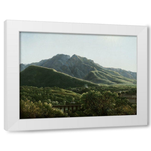 View of the Bridge and Part of the Town of Cava, Kingdom of Naples White Modern Wood Framed Art Print by Bidauld, Jean-Joseph-Xavier