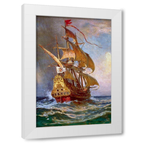 Knight of The Double Cross White Modern Wood Framed Art Print by Ferris, Jean Leon Gerome