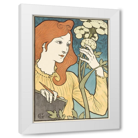 Salon des Cent White Modern Wood Framed Art Print by Grasset, Eugene Samuel