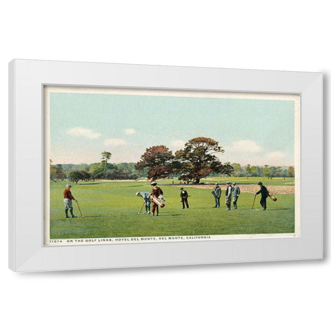 On The Golf Links Hotel Del Monte, Del Monte, Calif., 1898 White Modern Wood Framed Art Print by Detroit Publishing Co.