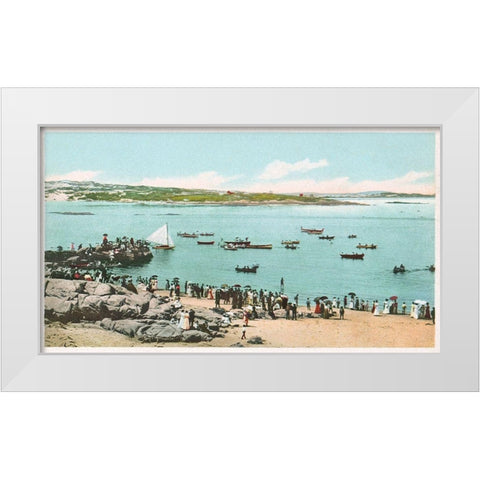 Water Sports At Annisquam, Glouchester, Mass., 1898 White Modern Wood Framed Art Print by Detroit Publishing Co.