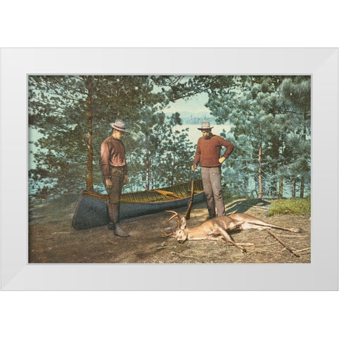 Hunting, Adirondacks, N.Y., 1898 White Modern Wood Framed Art Print by Detroit Publishing Co.