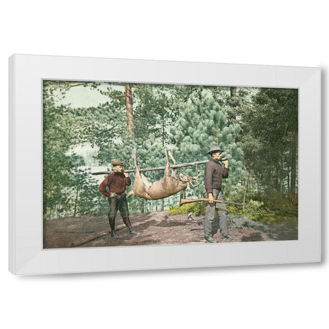 Hunting, Adirondacks, N.Y., 1898 White Modern Wood Framed Art Print by Detroit Publishing Co.
