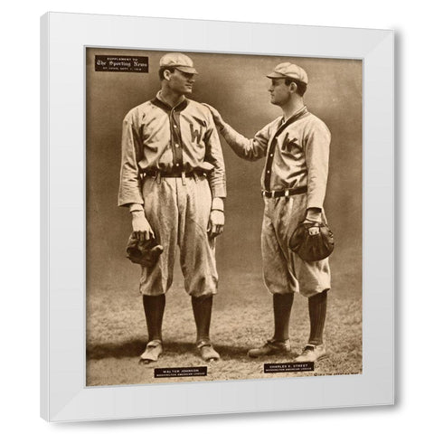 Walter Johnson And Charles E. Street, Washington American League, 1880 White Modern Wood Framed Art Print by Leopold Morse Goulston Baseball Collection