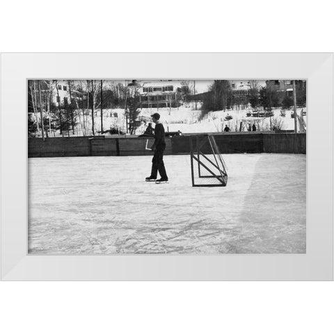 Winter Sports. Hanover, New Hampshire, 1936 White Modern Wood Framed Art Print by Rothstein, Arthur