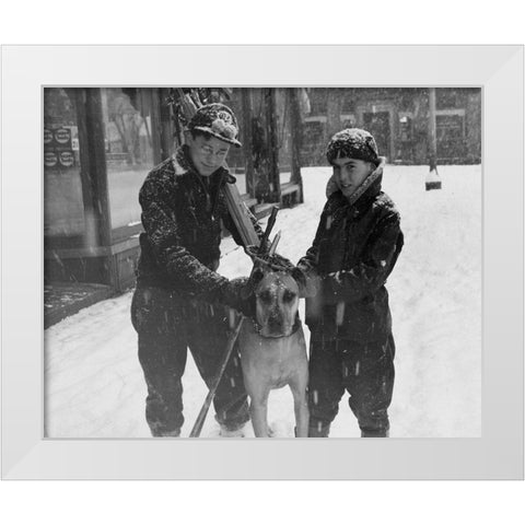 Winter Sports - Hanover, New Hampshire,  1936 White Modern Wood Framed Art Print by Rothstein, Arthur