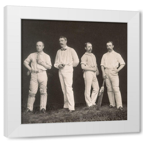 Cricket Players, Unidentified Group Of Four White Modern Wood Framed Art Print by A.G. Spalding Baseball Collection