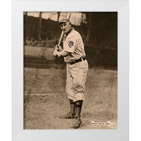 Honus Wagner, Pittsburg National League, 1880 White Modern Wood Framed Art Print by Leopold Morse Goulston Baseball Collection
