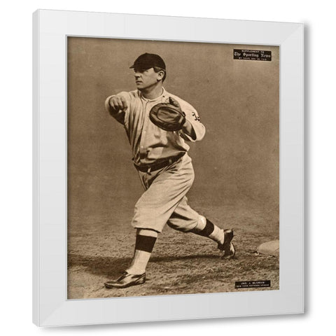 John J. Mcgraw, New York National League, 1880 White Modern Wood Framed Art Print by Leopold Morse Goulston Baseball Collection