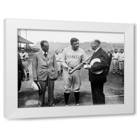 Babe Ruth, 1928 White Modern Wood Framed Art Print by Harris and Ewing Collection (Library of Congress)