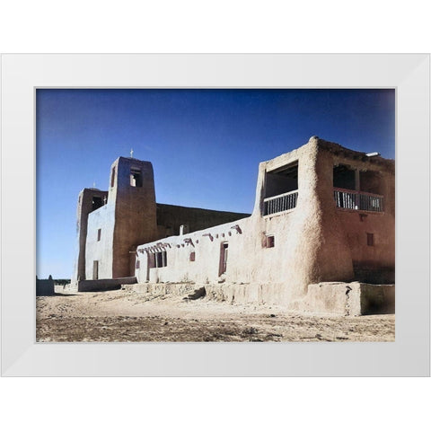 Church-Acoma Pueblo-New Mexico Color White Modern Wood Framed Art Print by Adams, Ansel