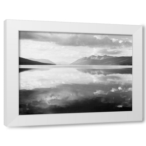 McDonald Lake, Glacier National Park, Montana - National Parks and Monuments, 1941 White Modern Wood Framed Art Print by Adams, Ansel