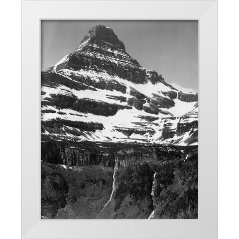Snow Covered Mountain Glacier National Park, Montana - National Parks and Monuments, 1941 White Modern Wood Framed Art Print by Adams, Ansel