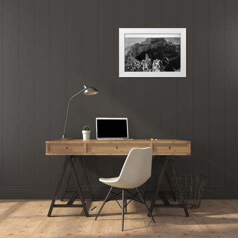 Close-in view of curred cliff, Grand Canyon National Park, Arizona, 1941 White Modern Wood Framed Art Print by Adams, Ansel