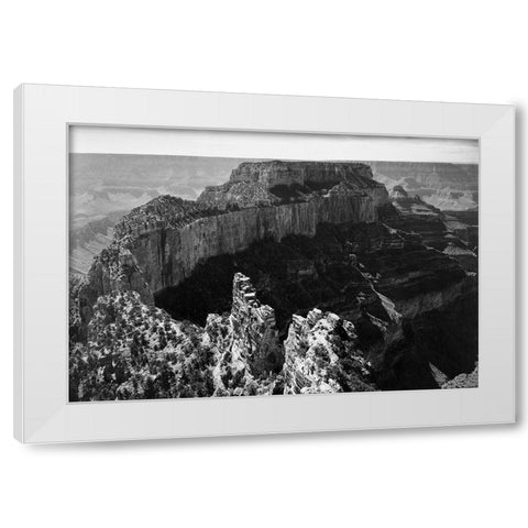 Close-in view of curred cliff, Grand Canyon National Park, Arizona, 1941 White Modern Wood Framed Art Print by Adams, Ansel