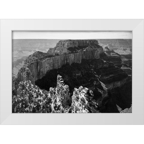 Close-in view of curred cliff, Grand Canyon National Park, Arizona, 1941 White Modern Wood Framed Art Print by Adams, Ansel