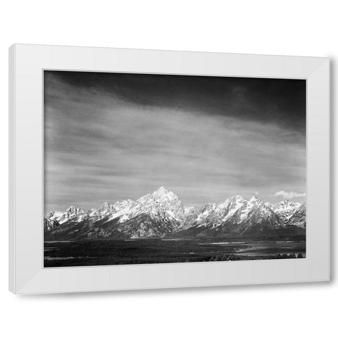 Tetons from Signal Mountain, Grand Teton National Park, Wyoming, 1941 White Modern Wood Framed Art Print by Adams, Ansel