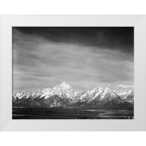 Tetons from Signal Mountain, Grand Teton National Park, Wyoming, 1941 White Modern Wood Framed Art Print by Adams, Ansel