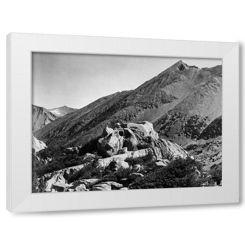 Peak near Rac Lake, Kings River Canyon, proposed as a national park, California, 1936 White Modern Wood Framed Art Print by Adams, Ansel