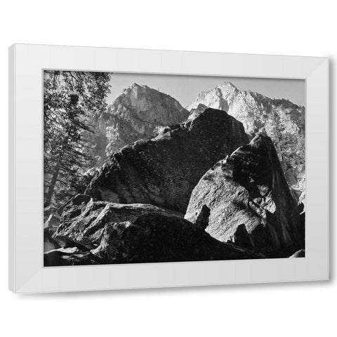 Grand Sentinel, Kings River Canyon, proposed as a national park, California, 1936 White Modern Wood Framed Art Print by Adams, Ansel