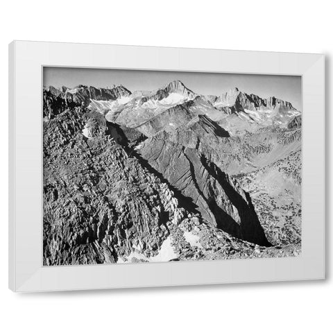 Mt. Brewer, Kings River Canyon,  proposed as a national park, California, 1936 White Modern Wood Framed Art Print by Adams, Ansel