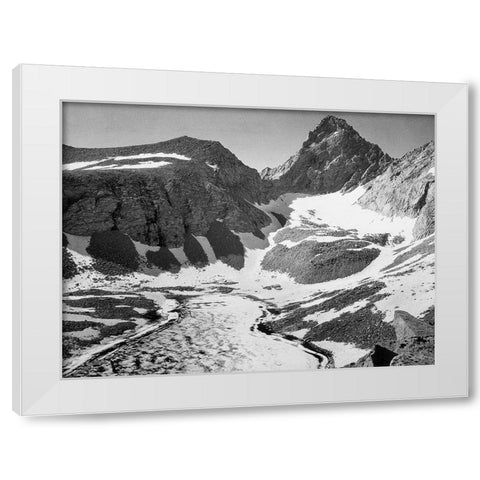 Junction Peak, Kings River Canyon,  proposed as a national park, California, 1936 White Modern Wood Framed Art Print by Adams, Ansel