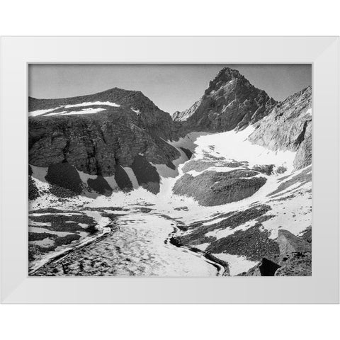 Junction Peak, Kings River Canyon,  proposed as a national park, California, 1936 White Modern Wood Framed Art Print by Adams, Ansel