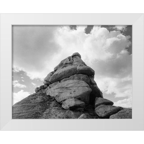 Rock and Cloud, Kings River Canyon,  proposed as a national park, California, 1936 White Modern Wood Framed Art Print by Adams, Ansel