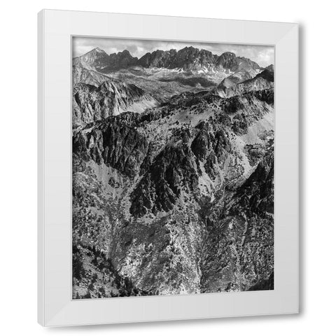 North Palisades from Windy Point, Kings River Canyon, proposed as a national park, California, 1936 White Modern Wood Framed Art Print by Adams, Ansel