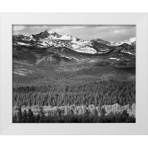 Longs Peak from Road, Rocky Mountain National Park, Colorado, 1941 White Modern Wood Framed Art Print by Adams, Ansel