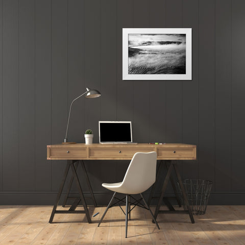 Surface of water presents a different texture in Fountain Geyser Pool, Yellowstone National Park, Wy White Modern Wood Framed Art Print by Adams, Ansel