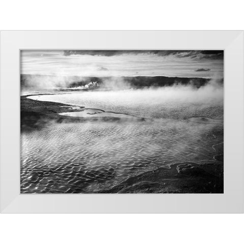 Surface of water presents a different texture in Fountain Geyser Pool, Yellowstone National Park, Wy White Modern Wood Framed Art Print by Adams, Ansel