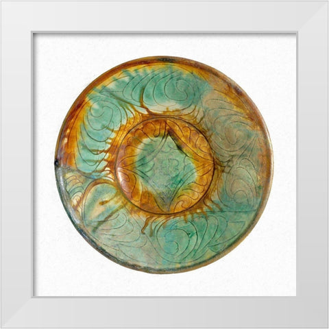 Green and Brown Bowl White Modern Wood Framed Art Print by Unknown 10th Century Persian Artisan