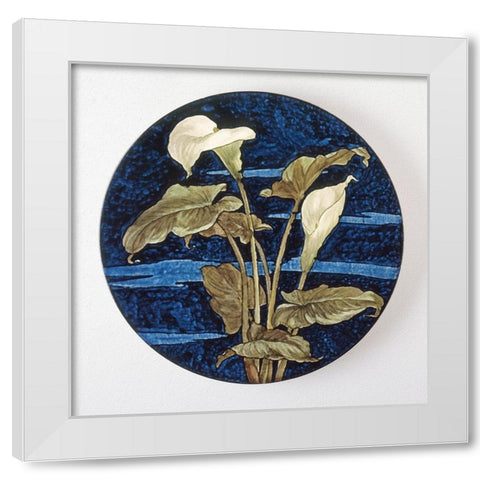 Charger - Calla Lily Pattern White Modern Wood Framed Art Print by Unknown 19th Century American Artisan