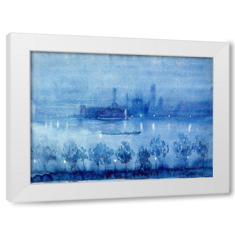Blue Night, London White Modern Wood Framed Art Print by Pennell, Joseph