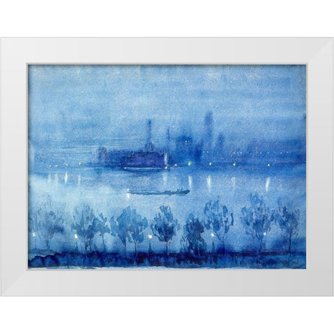 Blue Night, London White Modern Wood Framed Art Print by Pennell, Joseph
