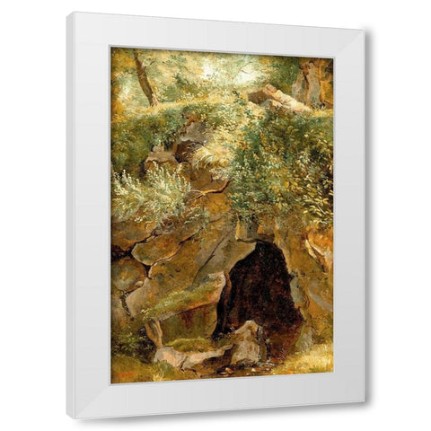 The Cave White Modern Wood Framed Art Print by Rousseau, Pierre Etienne Theodore