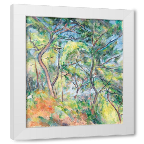 Sous-Bois White Modern Wood Framed Art Print by Cezanne, Paul