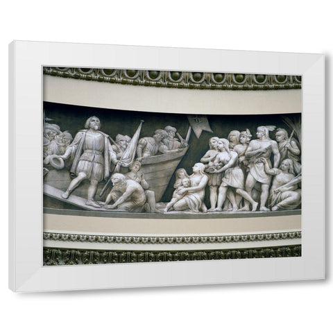 Landing of Columbus frieze in U.S. Capitol dome, Washington, D.C. White Modern Wood Framed Art Print by Highmith, Carol