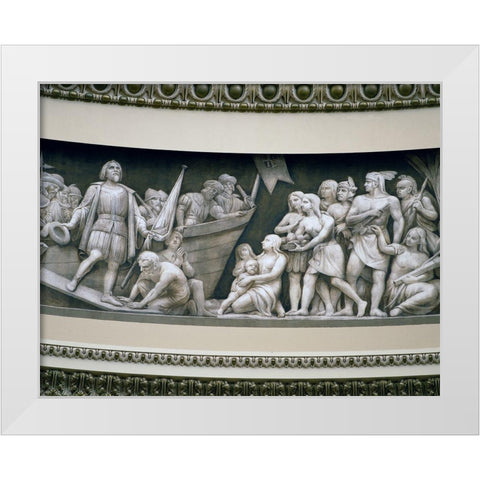 Landing of Columbus frieze in U.S. Capitol dome, Washington, D.C. White Modern Wood Framed Art Print by Highmith, Carol